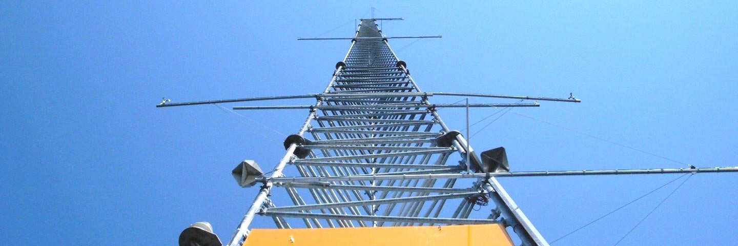 Meteorological mast viewed from below